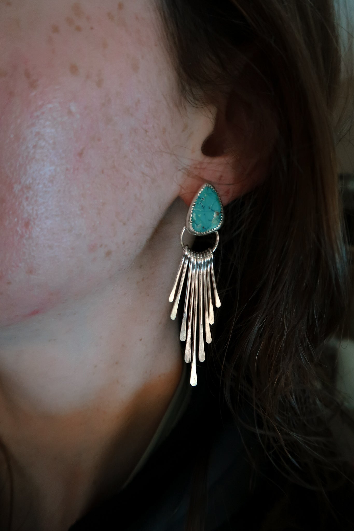 Hubei Turquoise Fringe Earrings