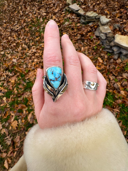 Golden Hill Turquoise Feather Ring