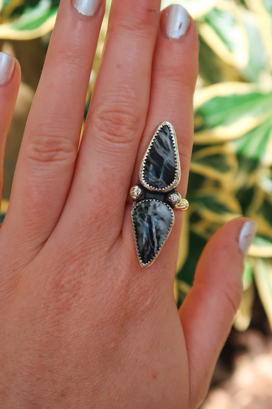 Stabilized White Buffalo Ribbon Ring