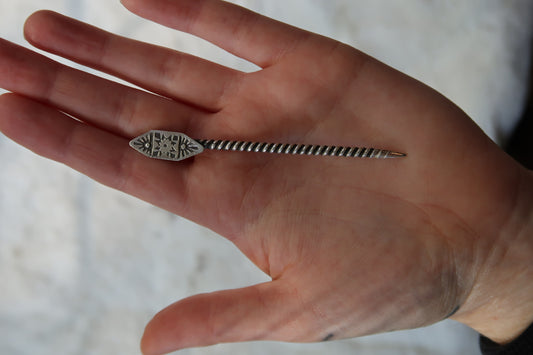 Sterling Stamped Hat Pin