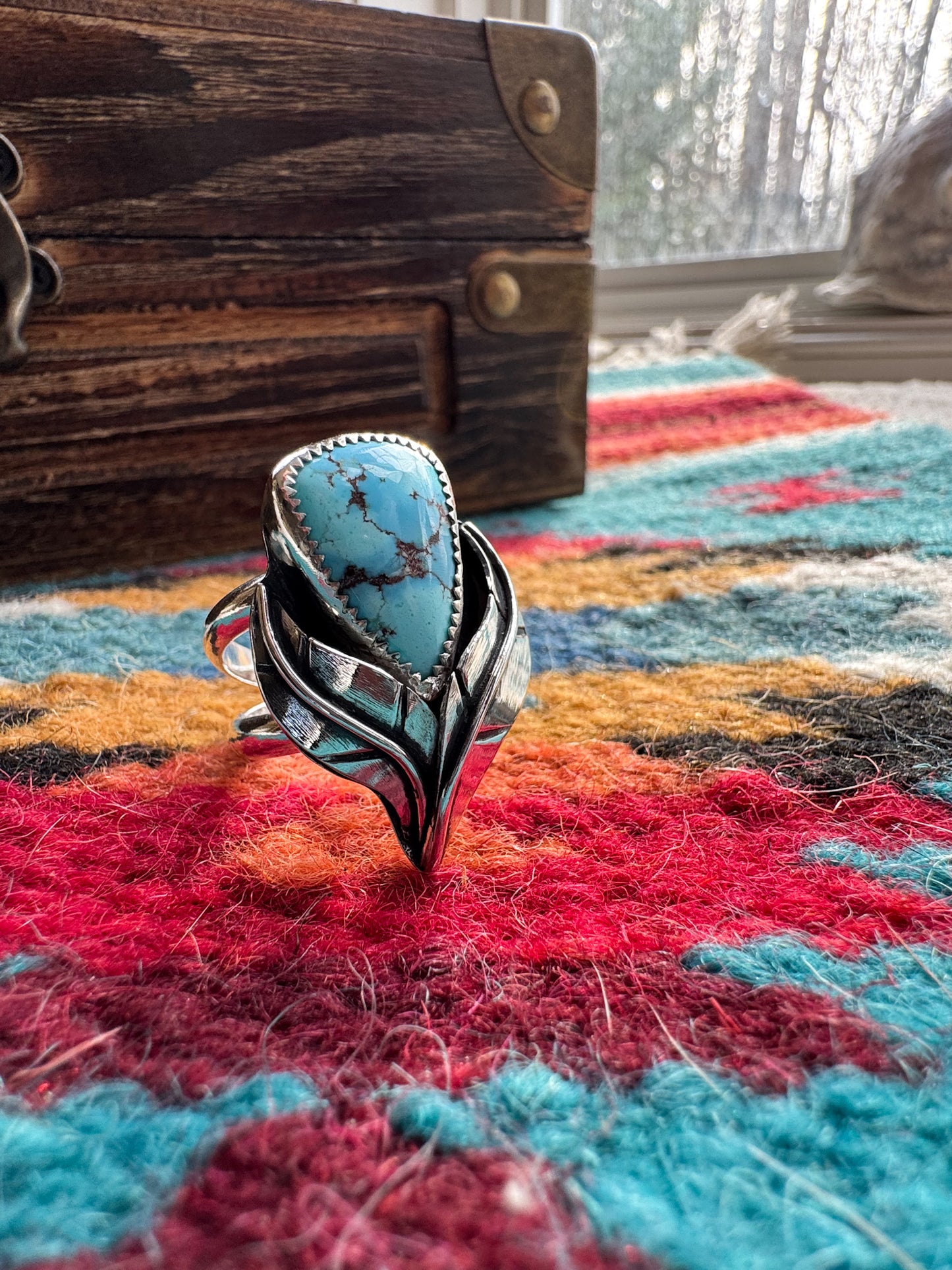 Golden Hill Turquoise Feather Ring