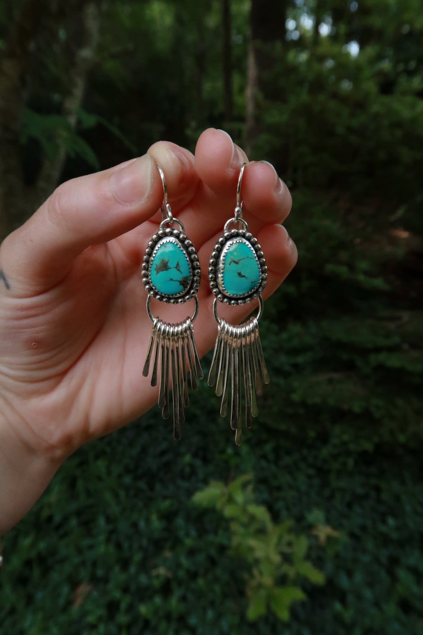 Hubei Turquoise Fringe Earrings