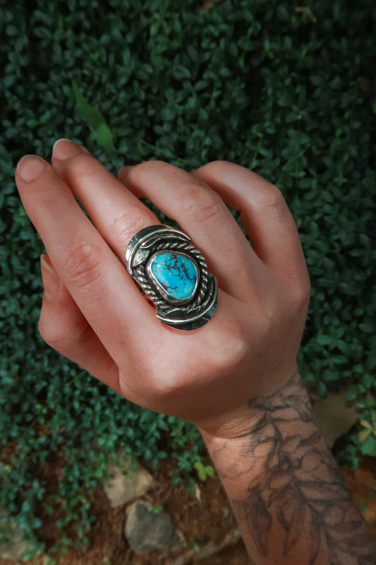 Golden Hill Turquoise Feather Ring
