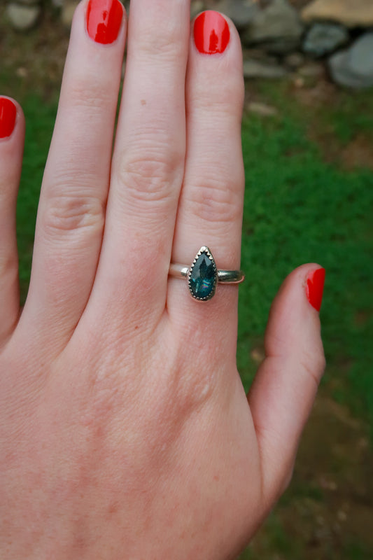 Teal Mossy Kyanite Ring
