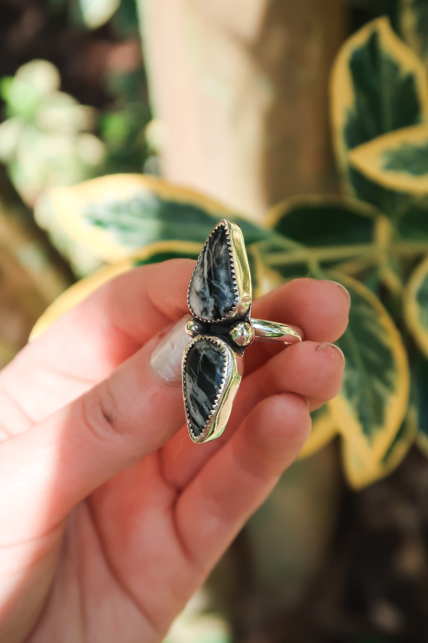 Stabilized White Buffalo Ribbon Ring