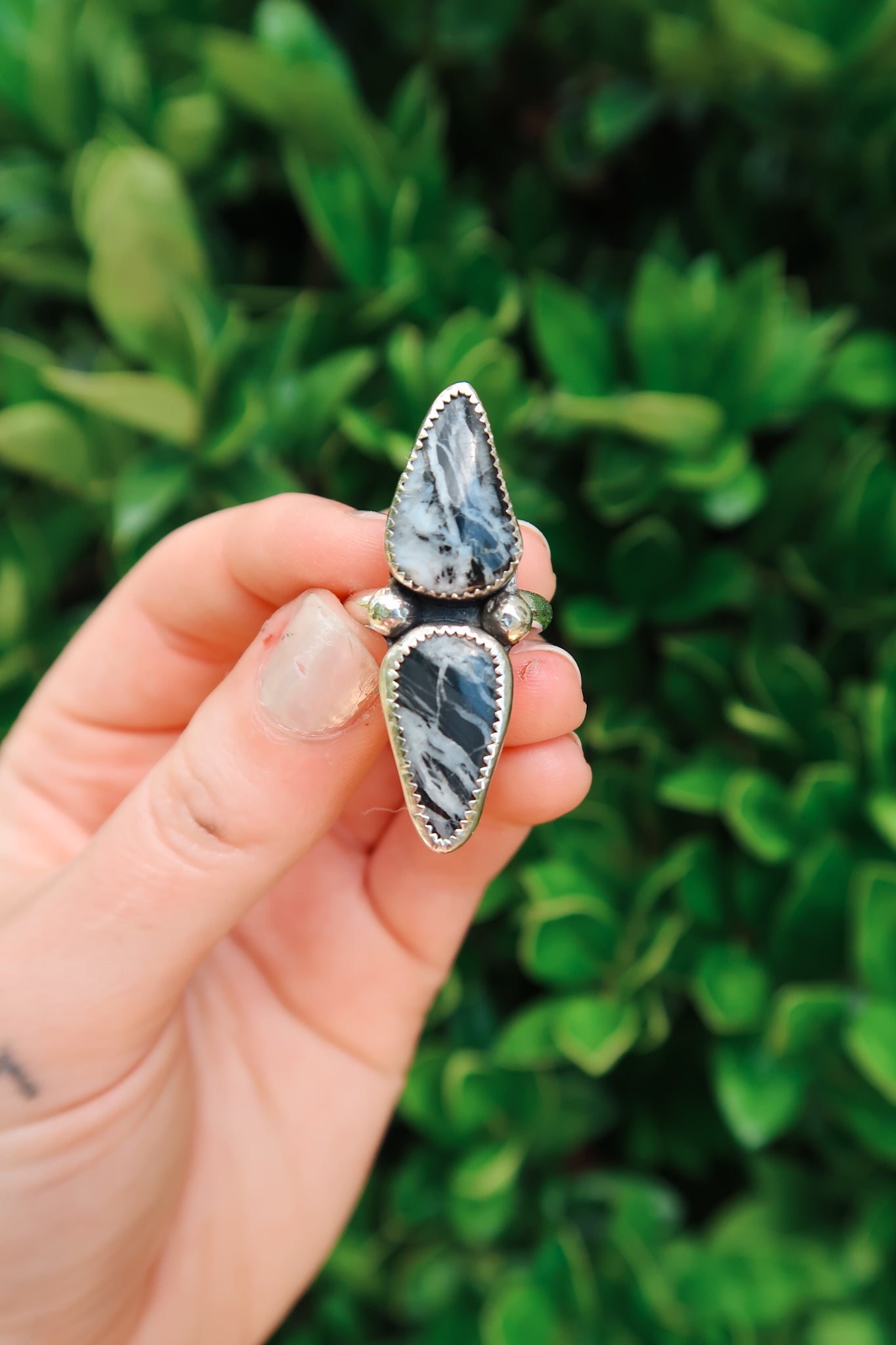 Stabilized White Buffalo Ribbon Ring