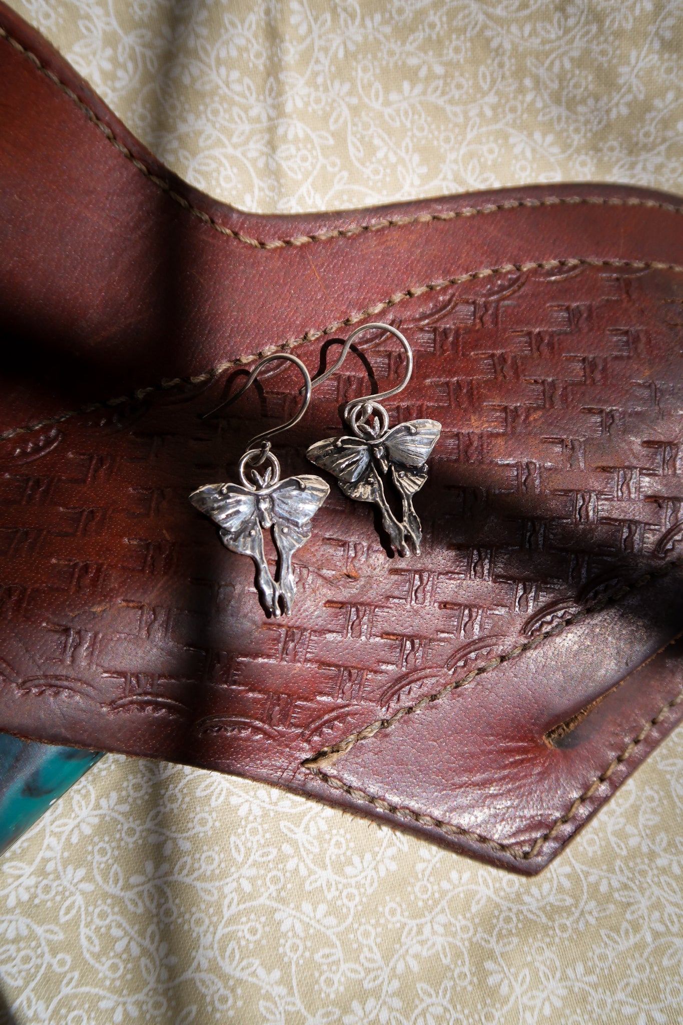 Luna Moth Silver Earrings