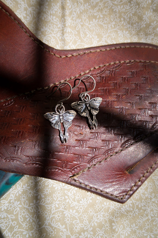 Luna Moth Silver Earrings