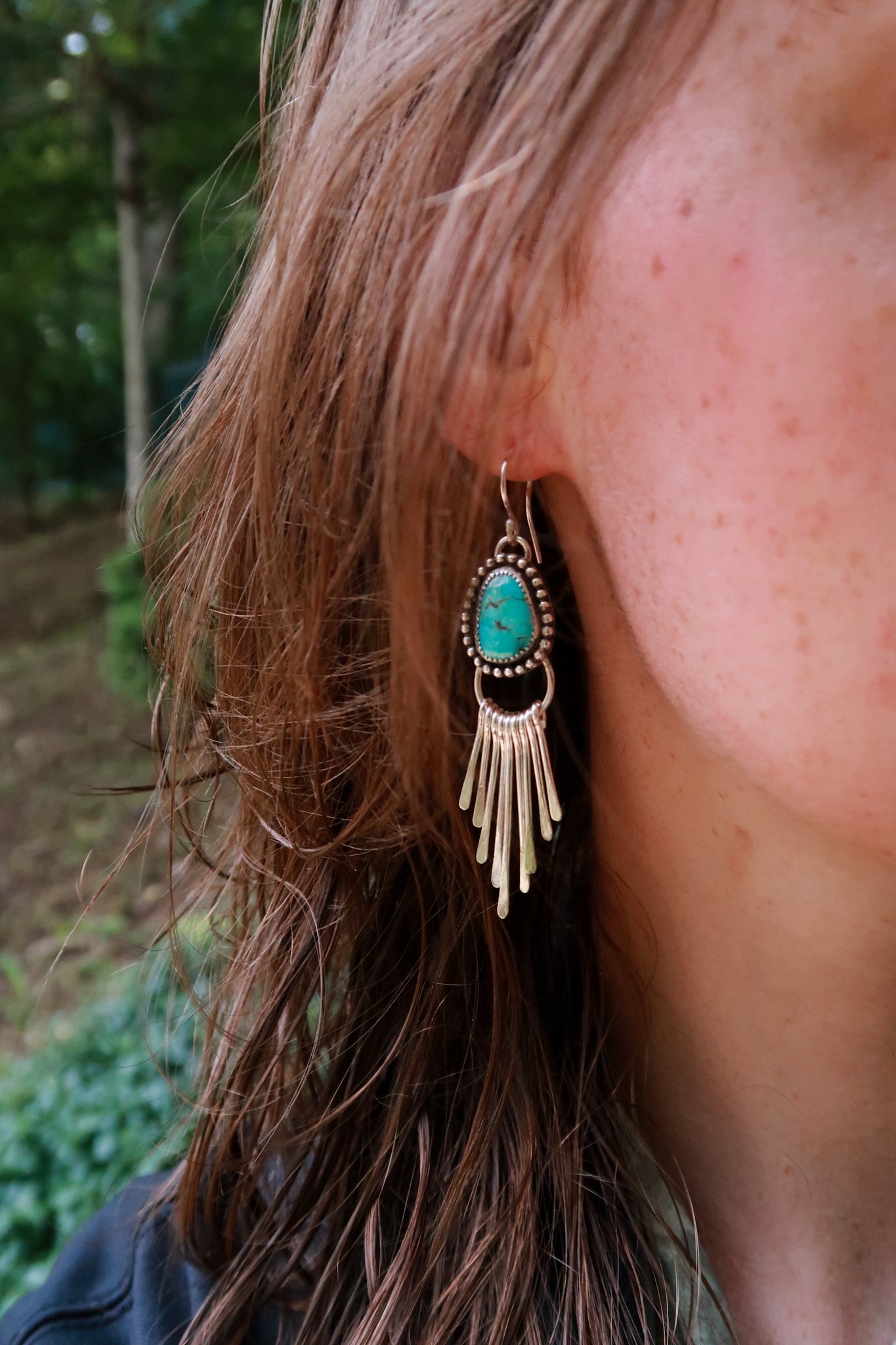 Hubei Turquoise Fringe Earrings