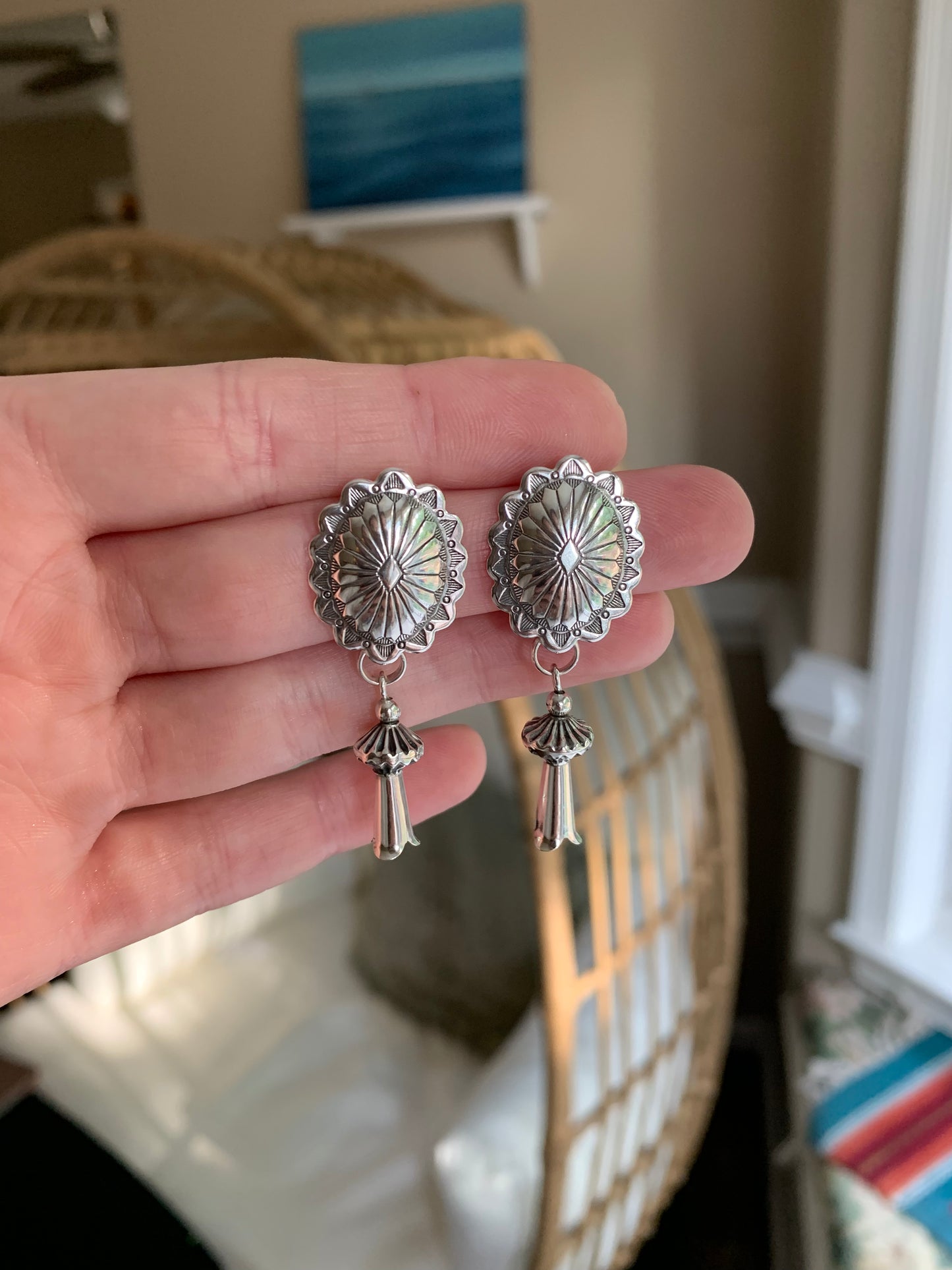 Sterling Silver Concho Earrings