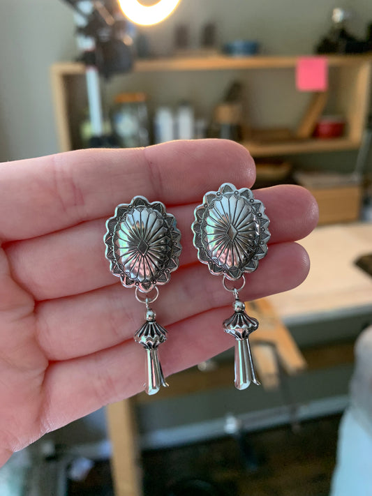 Sterling Silver Concho Earrings