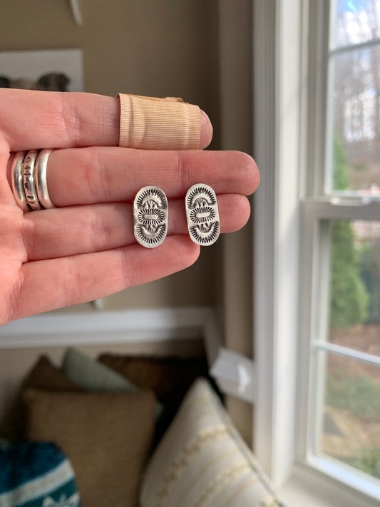 Hand Stamped Silver Studs