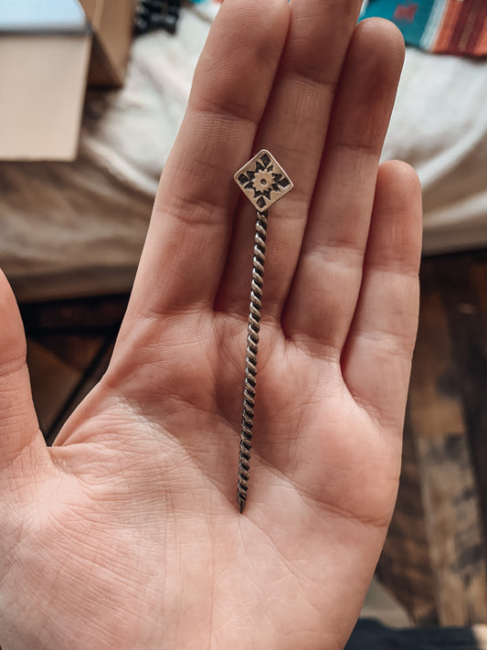 Sterling Silver Stamped Hat Pin